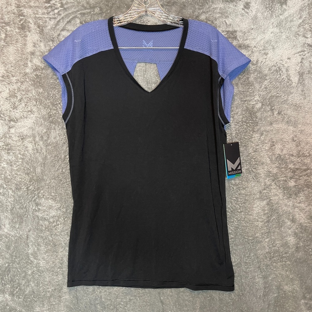 Mission Women Vaporactive Cooling Performance Stretch Cutout Back Shirt M